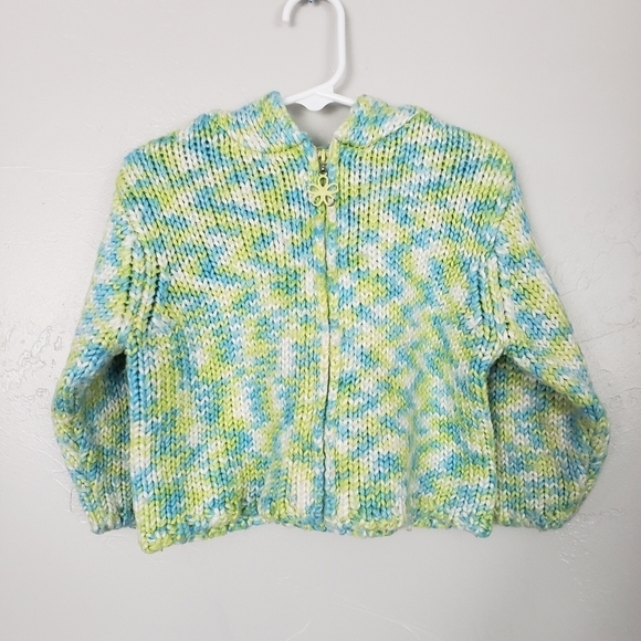 All Mine Green Blue White Hooded Jacket Full Zip - Picture 1 of 5